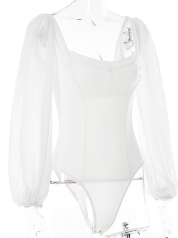 Body en maille élégant à motif ton sur ton pour femme 