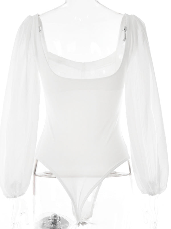 Body en maille élégant à motif ton sur ton pour femme 