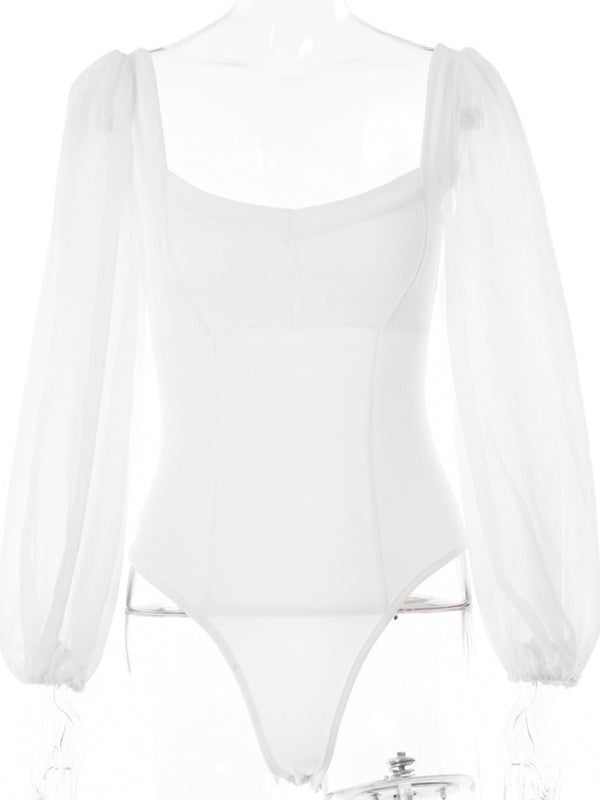 Body en maille élégant à motif ton sur ton pour femme 