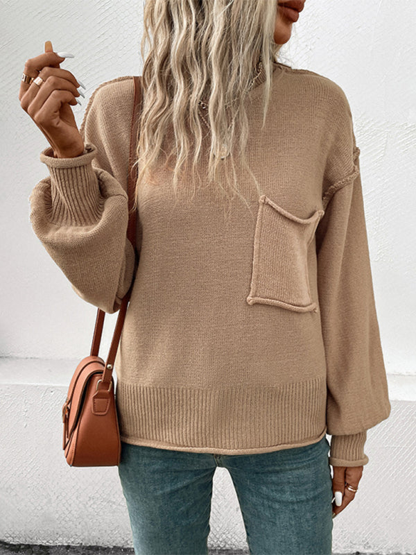 New long sleeve solid color autumn sweater - Closther