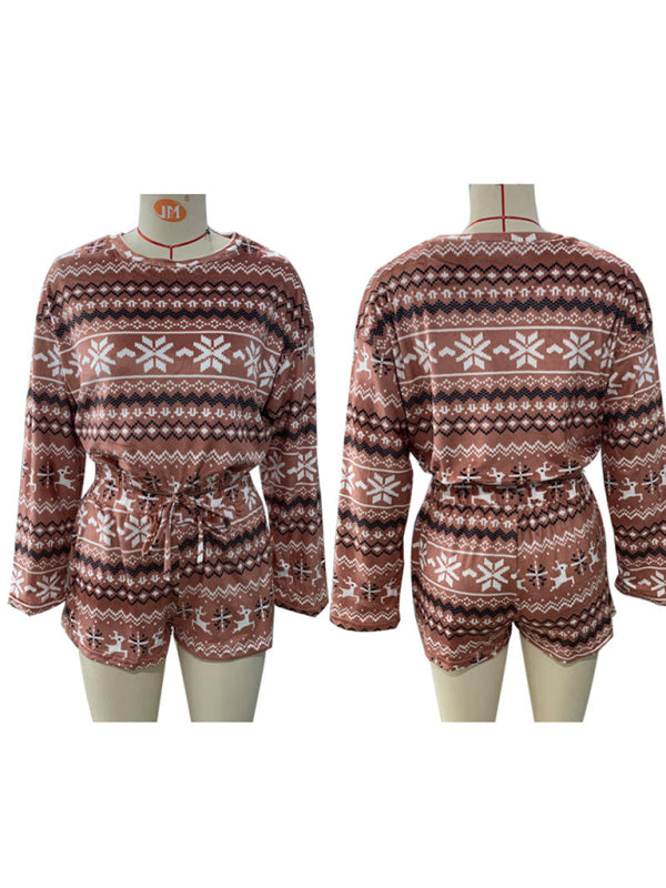 Weihnachts-Set für Damen: Langarm-Sweatshirt und Shorts 