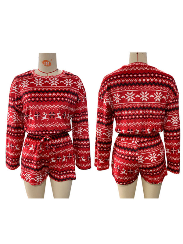 Weihnachts-Set für Damen: Langarm-Sweatshirt und Shorts 