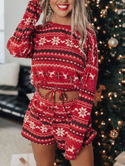 Weihnachts-Set für Damen: Langarm-Sweatshirt und Shorts 