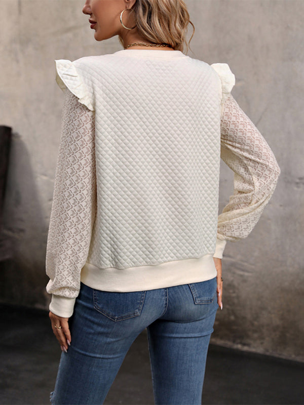 New women's long sleeve solid color knitted top - Closther