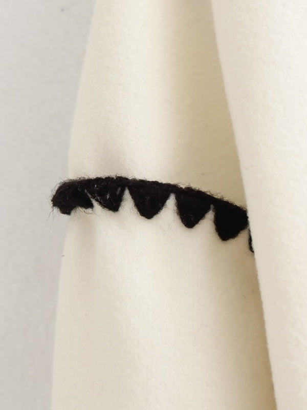 Women's New Fashion Button Round Neck Loose Color Block Knitted Jacket – detail view