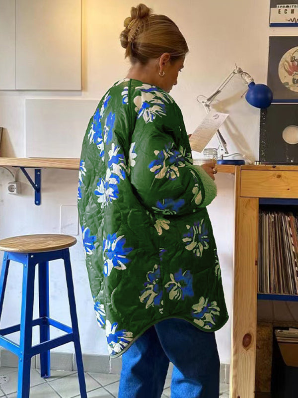 Neue Damenmode mit bedrucktem Revers und kontrastfarbenen Details, lässige Baumwollkleidung