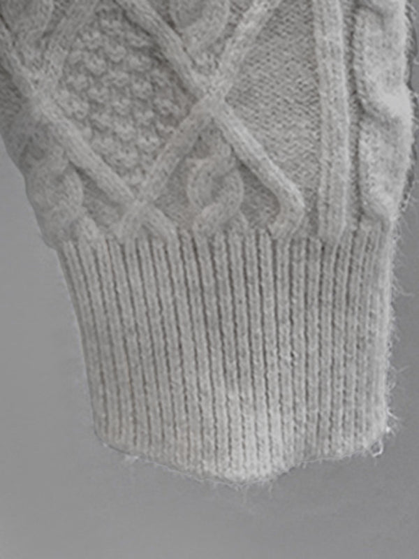 Women's twist loose hooded knitted sweater