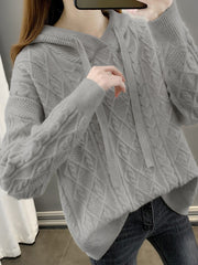 Pull à capuche ample torsadé pour femme 