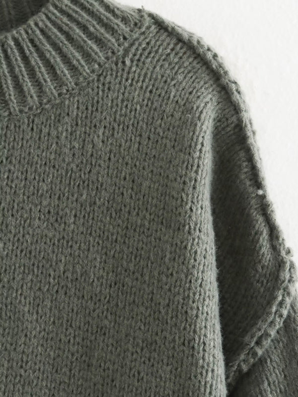 Pull ample à manches longues sans coutures pour femme, style streetwear 
