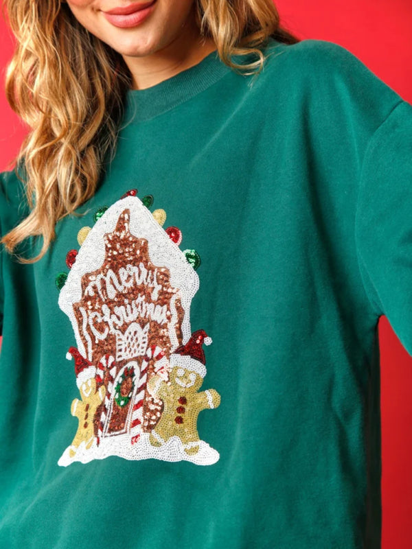 Sweat à capuche pour femme avec imprimé maison en pain d'épice festif 
