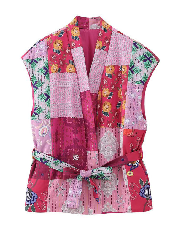 Women's new casual printed cotton vest