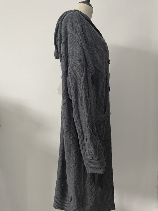 Gilet long boutonné en maille de laine pour femme 