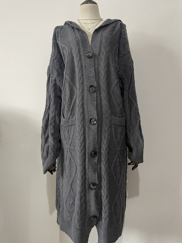 Gilet long boutonné en maille de laine pour femme 