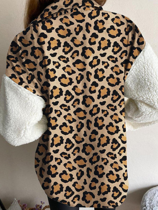 Women’s Leopard Fleece Button-Up Jacket