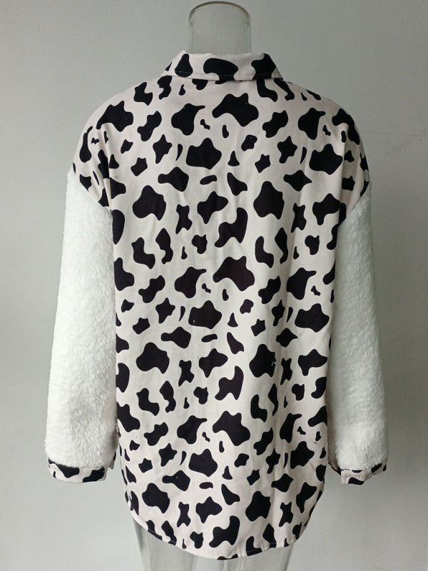 Women’s Leopard Fleece Button-Up Jacket