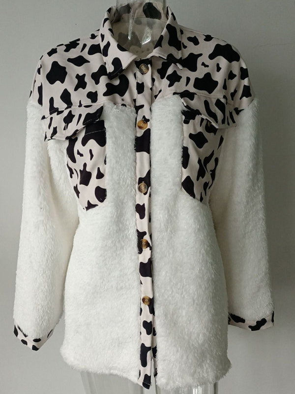 Women’s Leopard Fleece Button-Up Jacket