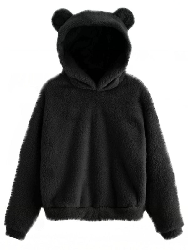 sweat-shirt chaud à capuche avec oreilles de lapin en fourrure 
