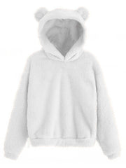 sweat-shirt chaud à capuche avec oreilles de lapin en fourrure 