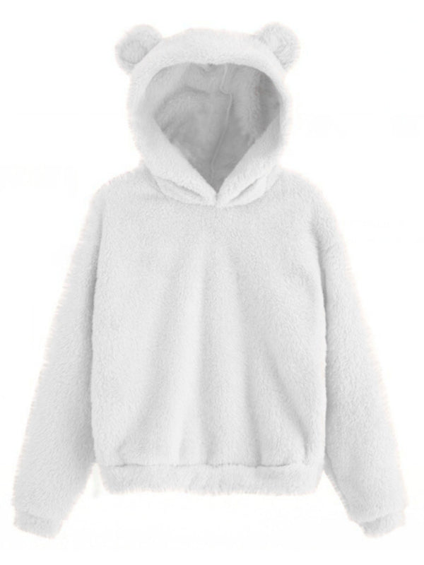 sweat-shirt chaud à capuche avec oreilles de lapin en fourrure 