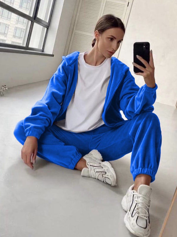 Leisure Knit Two-Piece Hooded Pants Set