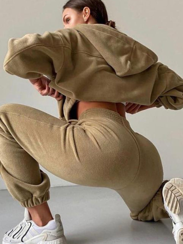 Leisure Knit Two-Piece Hooded Pants Set