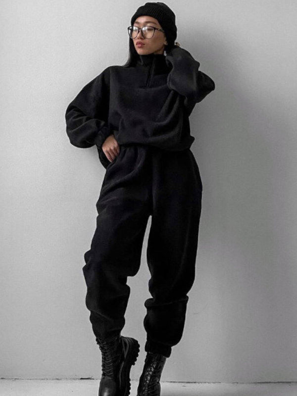Ensemble pantalon deux pièces en maille décontractée avec poche 