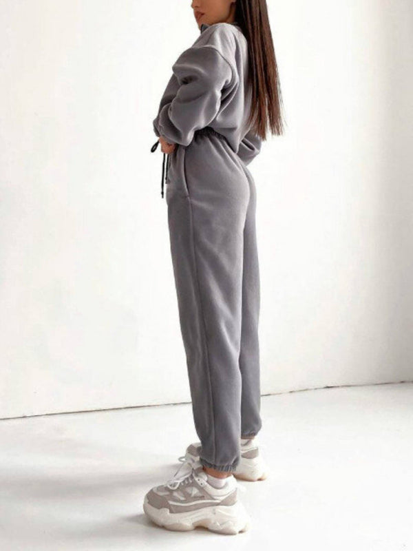 Ensemble pantalon deux pièces en maille décontractée avec poche 