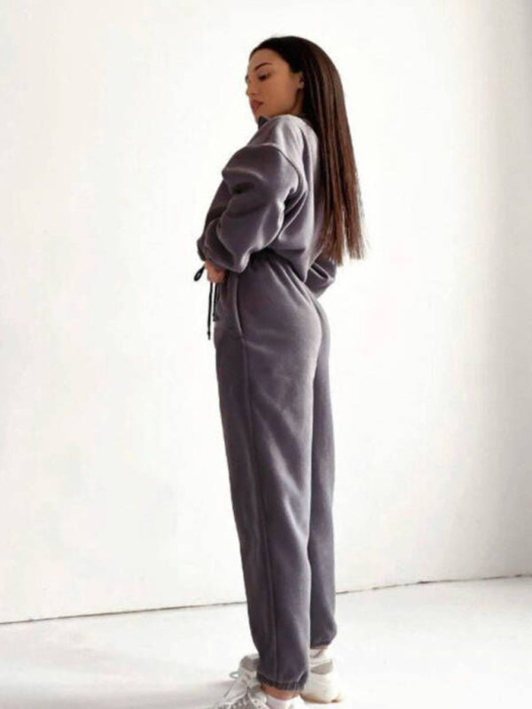 Ensemble pantalon deux pièces en maille décontractée avec poche 