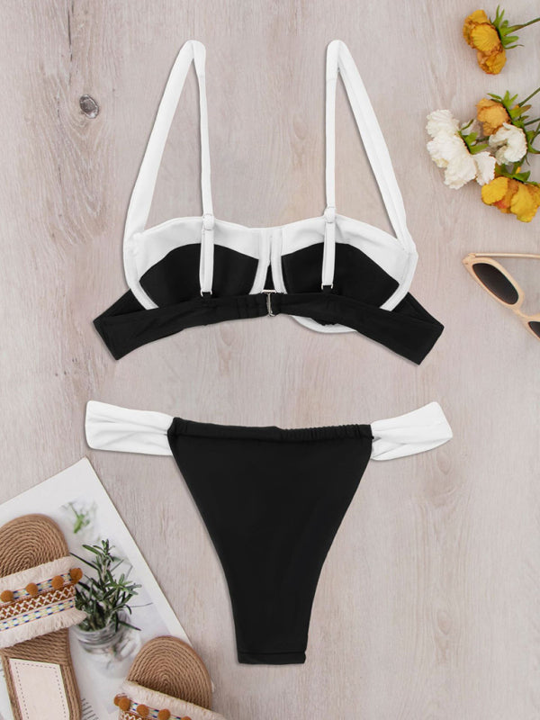 Nouveau bikini sexy dos nu à blocs de couleur 