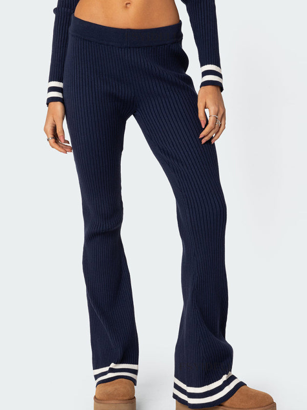 Zweiteiliges Set aus Damen-Crop-Top mit Reißverschluss und hochtaillierter, weit geschnittener Hose 