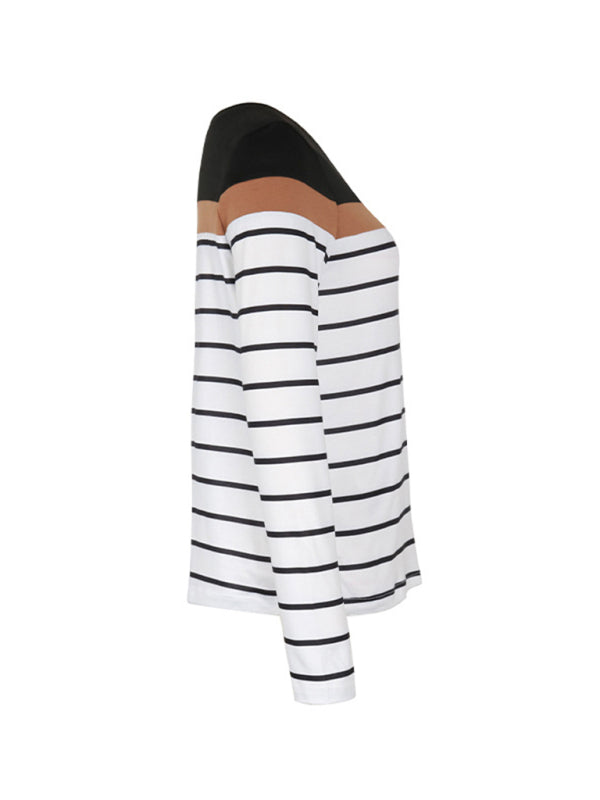 New Women's Striped Casual Long Sleeve Sweater - Closther