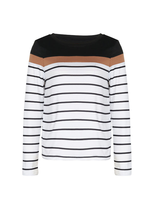 New Women's Striped Casual Long Sleeve Sweater - Closther