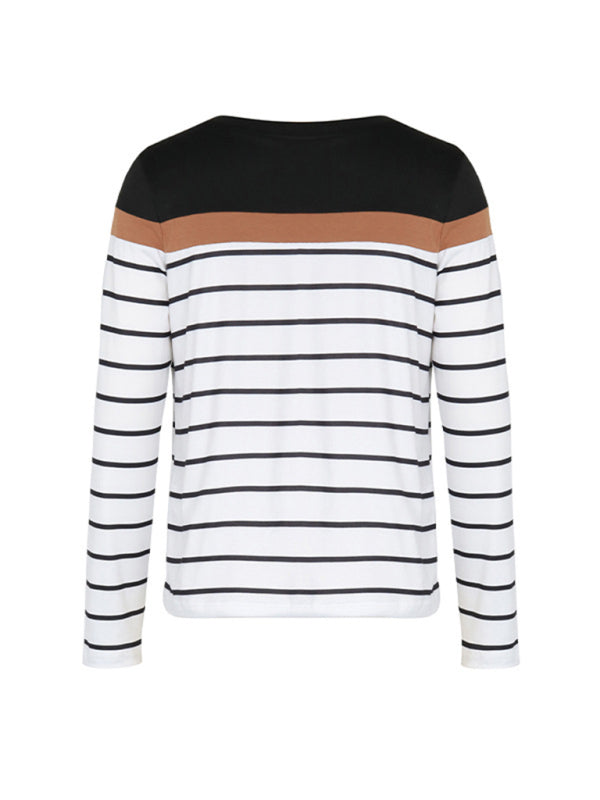 New Women's Striped Casual Long Sleeve Sweater - Closther