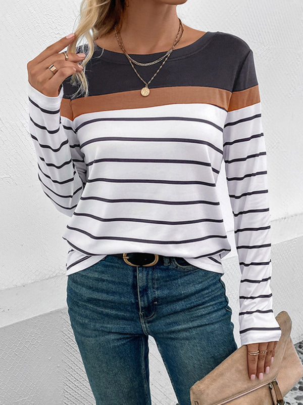 New Women's Striped Casual Long Sleeve Sweater - Closther