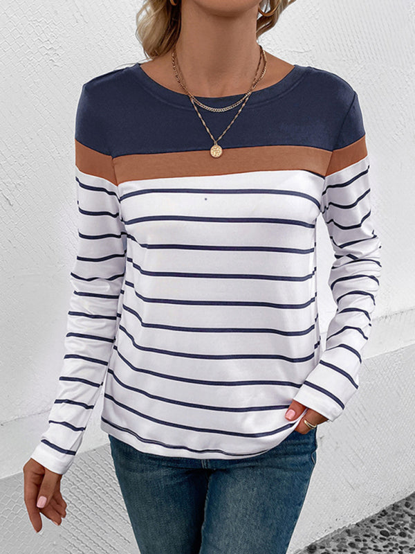 New Women's Striped Casual Long Sleeve Sweater - Closther