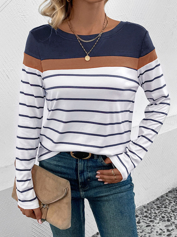 New Women's Striped Casual Long Sleeve Sweater - Closther