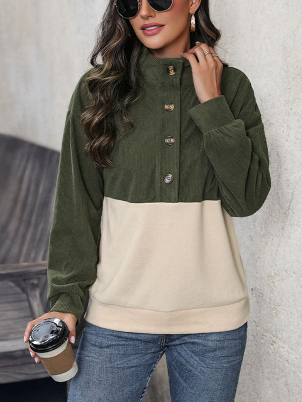 New women's patchwork polar fleece sweatshirt - Closther