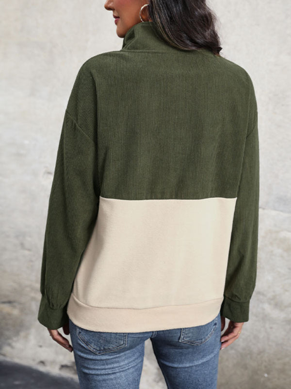 New women's patchwork polar fleece sweatshirt - Closther