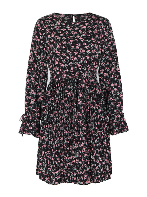Boho-Kleid mit Blumenmuster und langen Ärmeln 