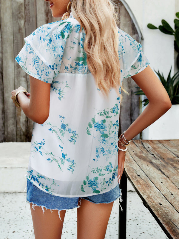 New fashionable women's casual printed short-sleeved tops - Closther