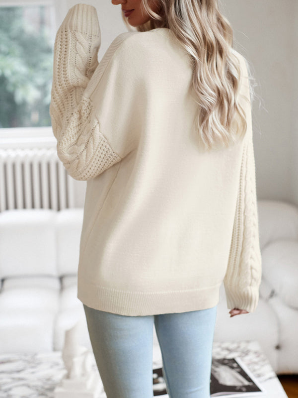 Women's new casual round neck long sleeve knitted sweater - Closther