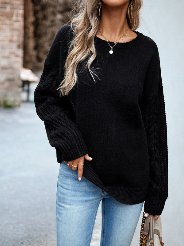 Women's new casual round neck long sleeve knitted sweater - Closther