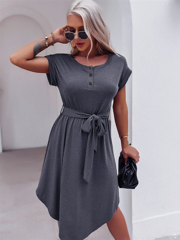 women's casual short sleeve knitted dress - Closther