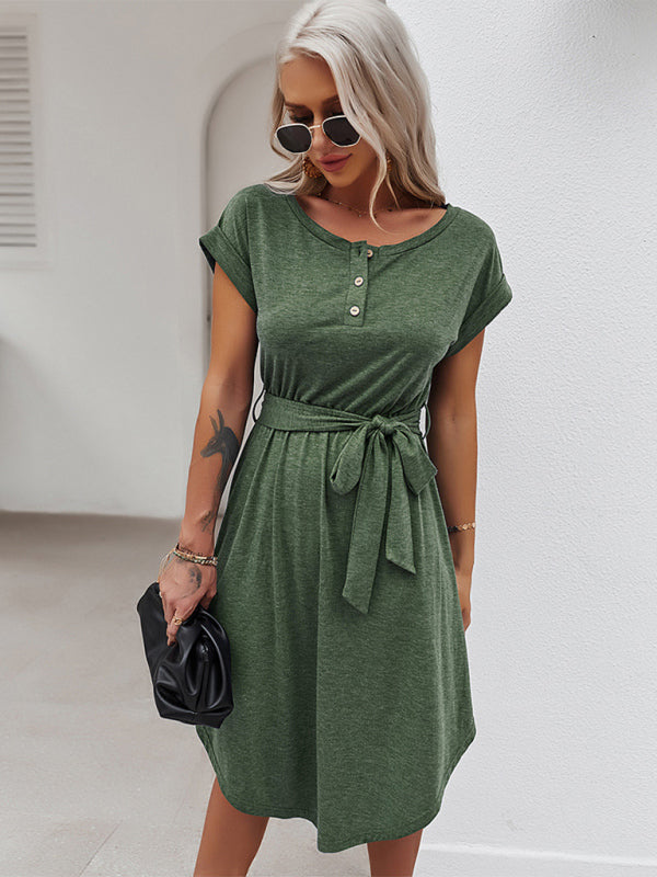 women's casual short sleeve knitted dress - Closther