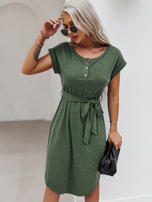 women's casual short sleeve knitted dress - Closther