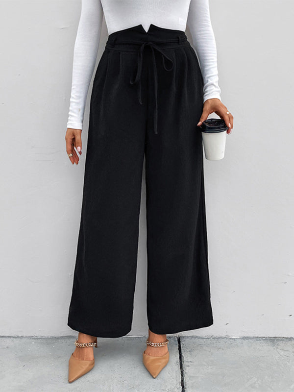 Women's elastic elastic loose wide leg long pants - Closther