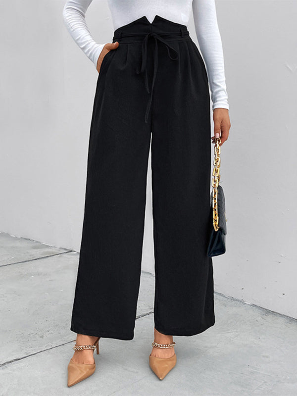 Women's elastic elastic loose wide leg long pants - Closther