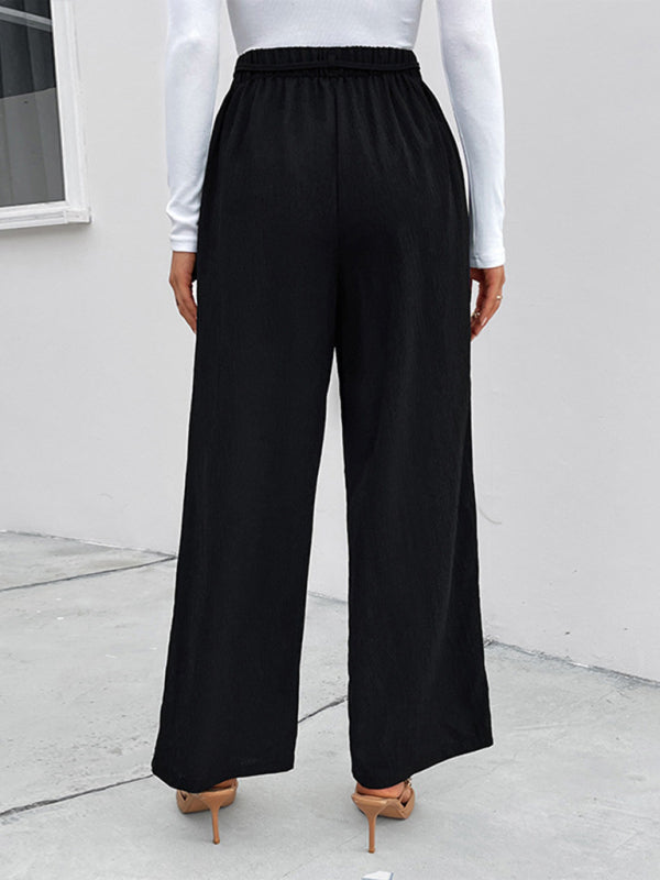 Women's elastic elastic loose wide leg long pants - Closther