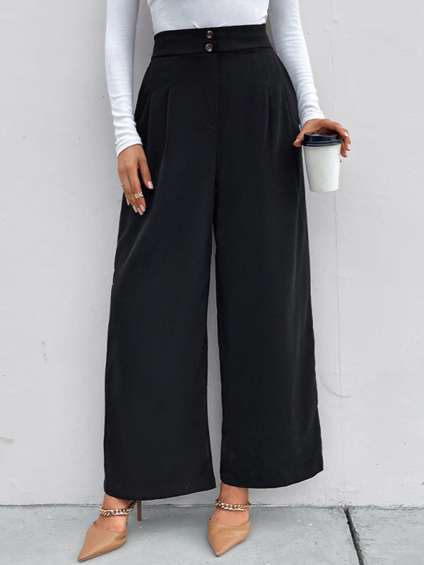 Women's elastic elastic loose wide leg long pants - Closther