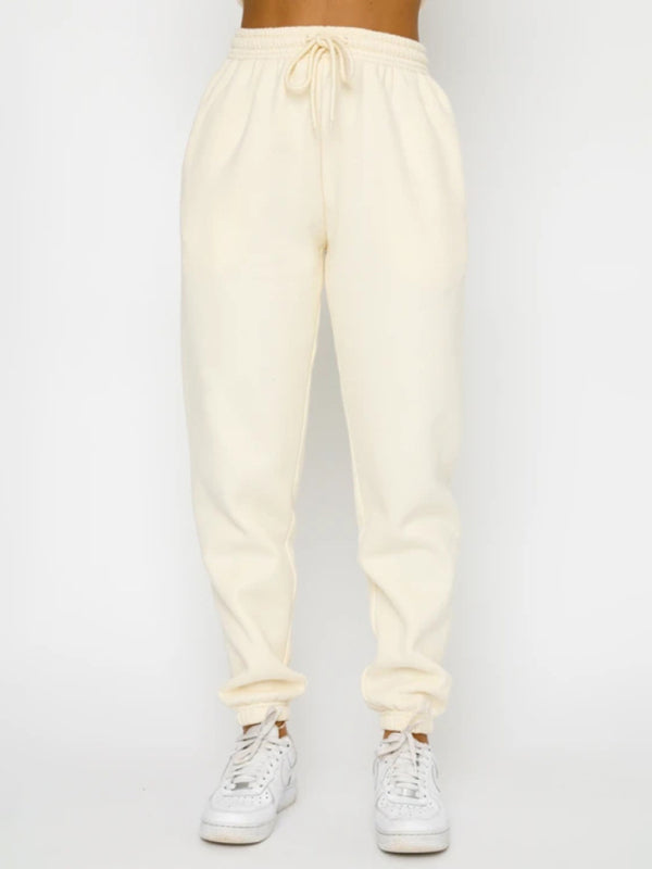 Ensemble pull-over à col rond, manches longues et pantalon, couleur unie tendance et décontracté pour femme 